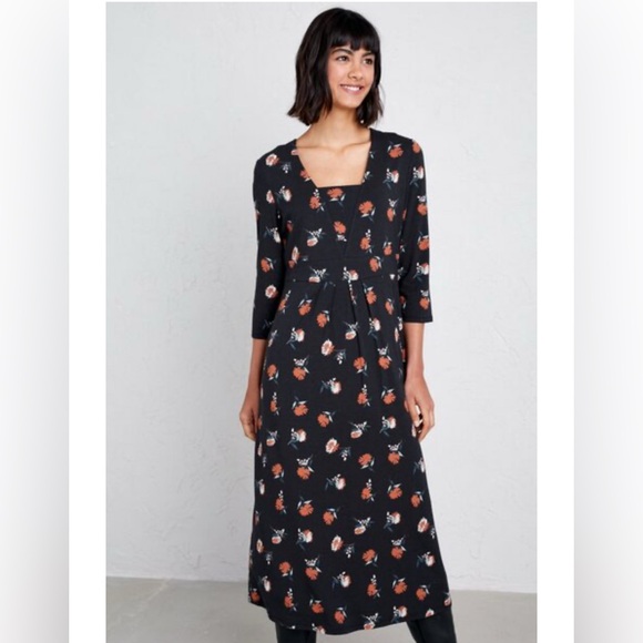 Seasalt Cornwall Black Floral Maxi Dress in Medium - Picture 1 of 8